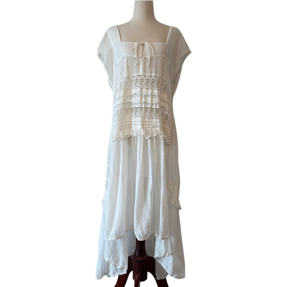 Free People “Tied To You” Maxi Tunic Dress, Ivory/White, Women’s Size Small